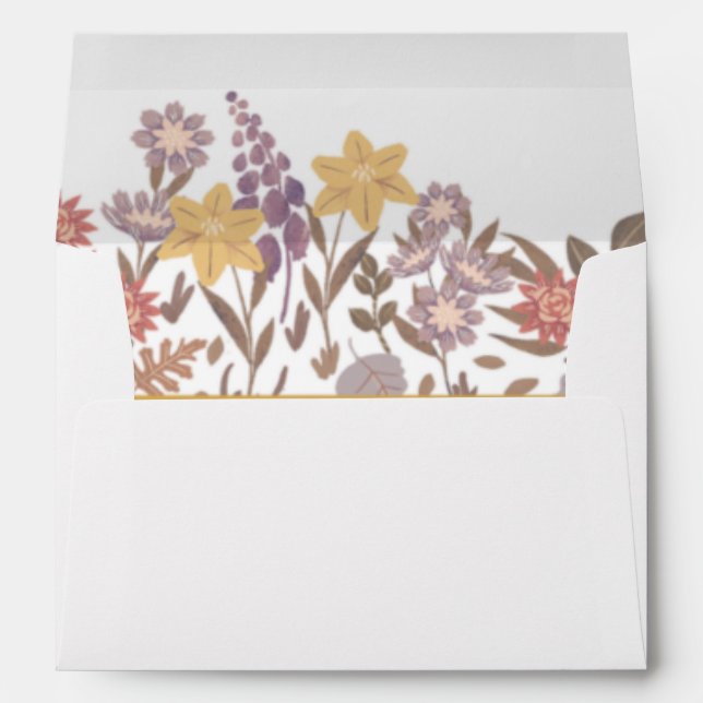 Custom Gold Watercolor Floral Elegant Wedding Envelope (Back (Bottom))