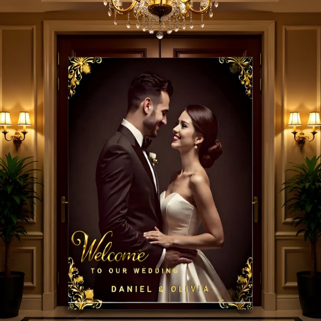 Custom Gold Wedding Welcome Sign with Photo  (Creator Uploaded)