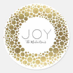 Custom Gold Wreath Christmas Holiday Sticker