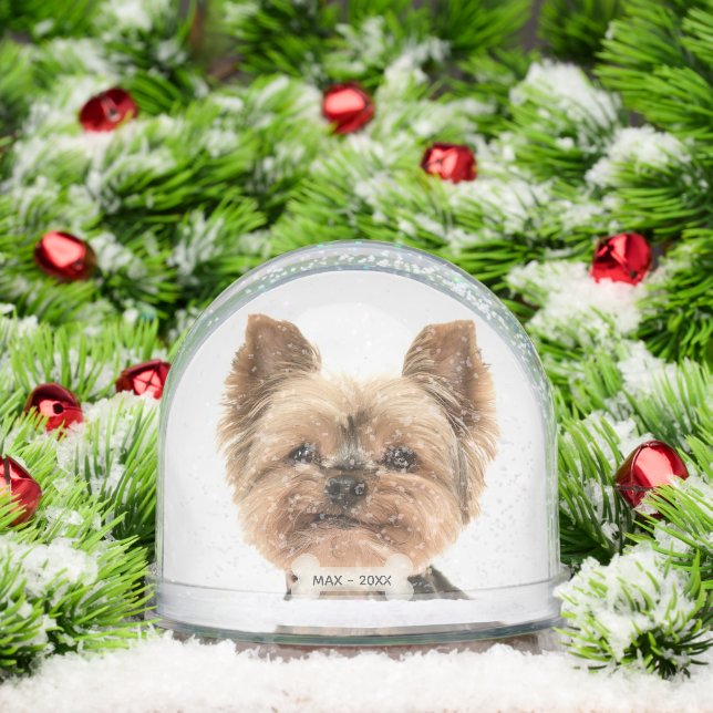 Custom Gold Yorkshire Terrier Dog Photo Snowglobe (Christmas)