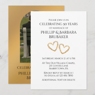 Custom Golden 50th Wedding Anniversary Photo  Invitation