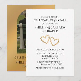 Custom Golden 50th Wedding Anniversary Photo  Invitation