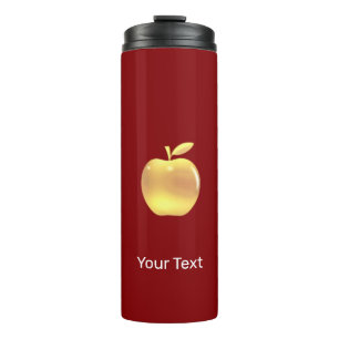 Custom golden apple image on red thermal tumbler