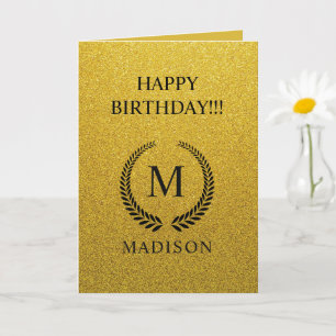 Custom Golden Black and Gold Glitter Greeting Card