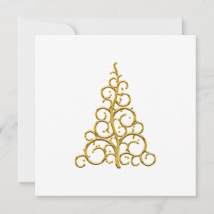 Custom Golden Christmas Tree Holiday Card