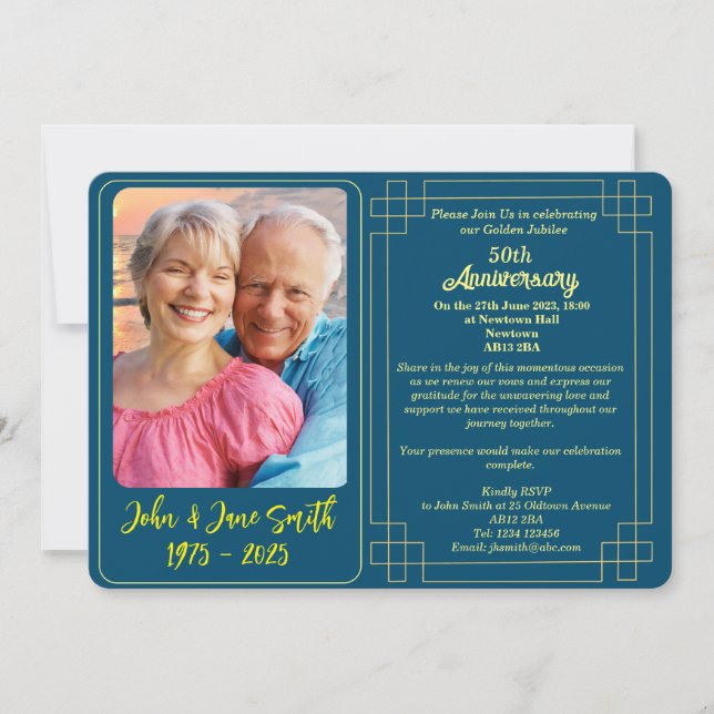 Custom Golden Jubilee 50th Anniversary Invitation (Front)