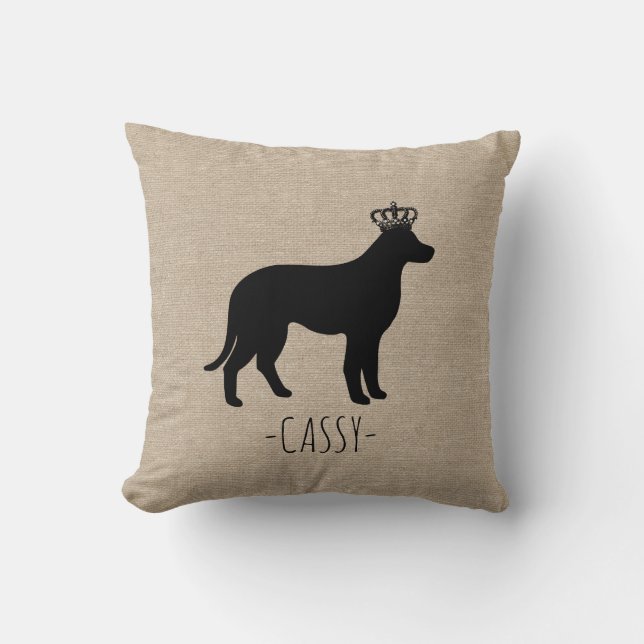 Custom Golden Labrador retriever name dog burlap Throw Pillow (Front)