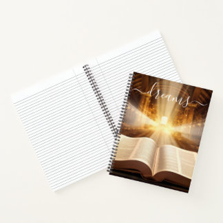Custom Golden Light Open Book Dream Journal