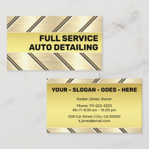 Custom Golden Metal Steel Car Service Cool  Business Card
