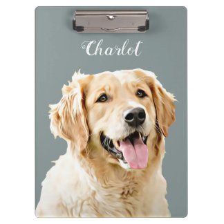Custom Golden Retriever Dog Personalized Drawn Clipboard