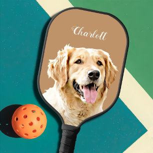 Custom Golden Retriever Dog Personalized Drawn Pickleball Paddle