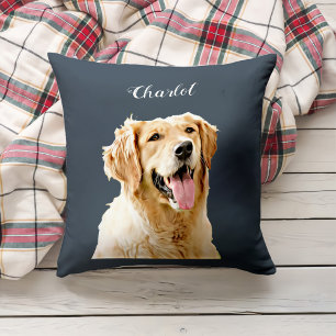 Custom Golden Retriever Dog Personalized Drawn Throw Pillow