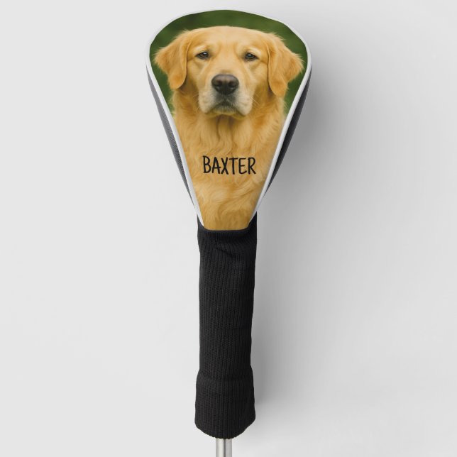 Custom Golden Retriever Dog Photo With Name Golf Head Cover (Front)