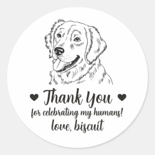 Custom Golden Retriever Dog Wedding Favour Sticker