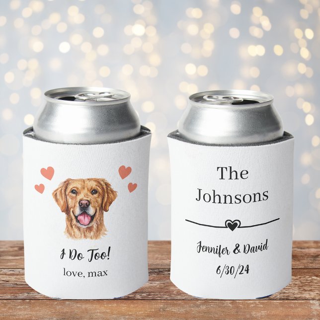 Custom Golden Retriever Pet Wedding Can Cooler (Creator Uploaded)