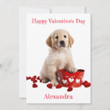 Custom Golden Retriever Pup with Basket  Valentine