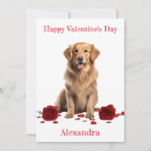 Custom Golden Retriever with Red Roses  Valentine
