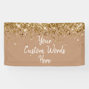 Custom Golden Tan & Gold Customized Birthday Party Banner