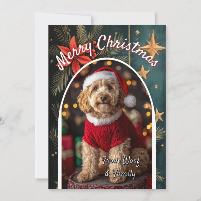 Custom Goldendoodle Dog Holiday Card (Front)