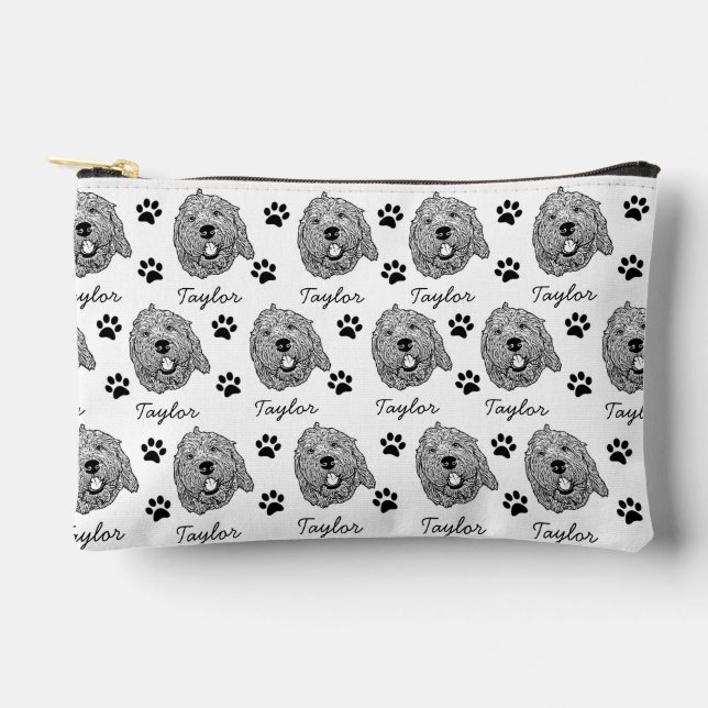Custom Goldendoodle Dog Personalized Drawing Accessory Pouch (Front)