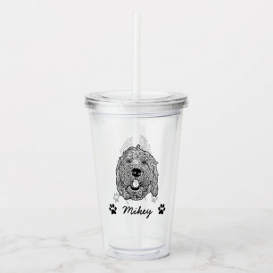 Custom Goldendoodle Dog Personalized Drawing Acrylic Tumbler