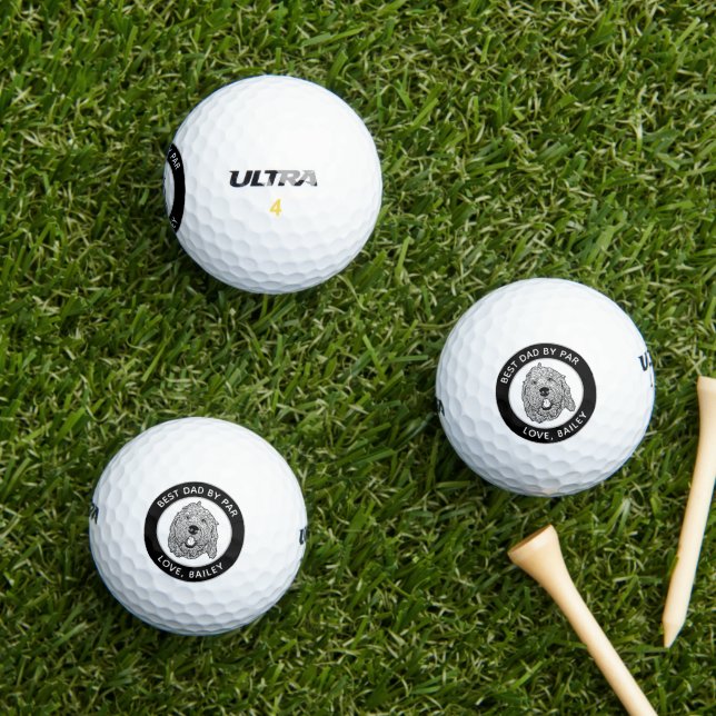 Custom Goldendoodle Dog Personalized Drawing Golf Balls (Insitu Grass)