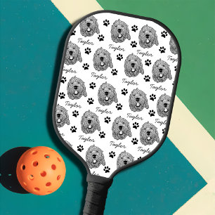 Custom Goldendoodle Dog Personalized Drawing Pickleball Paddle