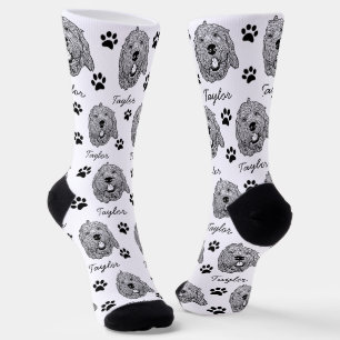 Custom Goldendoodle Dog Personalized Drawing Socks