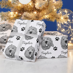 Custom Goldendoodle Dog Personalized Drawing Wrapping Paper