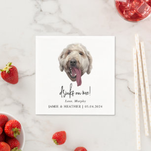Custom Goldendoodle Dog Wedding Cocktail Napkins