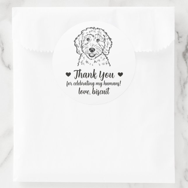 Custom Goldendoodle Dog Wedding Favour Stickers (Bag)