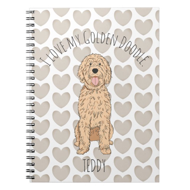 Custom Goldendoodle Heart Pattern Personalized Notebook (Front)