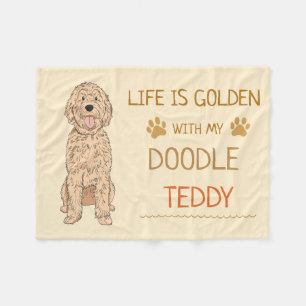 Custom Goldendoodle Personalized Name Aesthetic Fleece Blanket