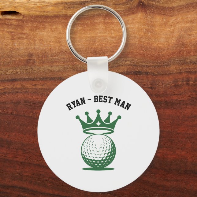 Custom Golf Bachelor Party Favour Monogrammed Name Keychain (Front)