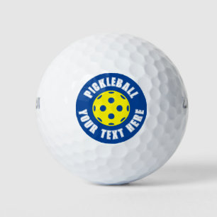 Custom golf ball set with yellow pickleball logo