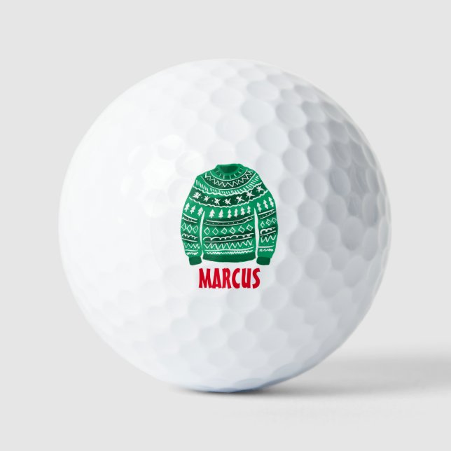 Custom golf balls with ugly xmas sweater logo (Front)
