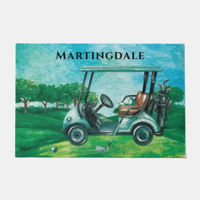 Custom Golf Cart Monogram Golfing Doormat (Front)
