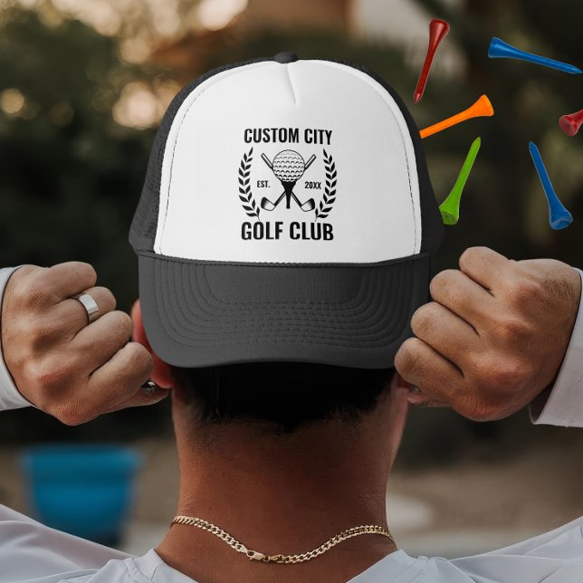 Custom Golf Club & City Name Gift for Golf Trucker Hat (Creator Uploaded)