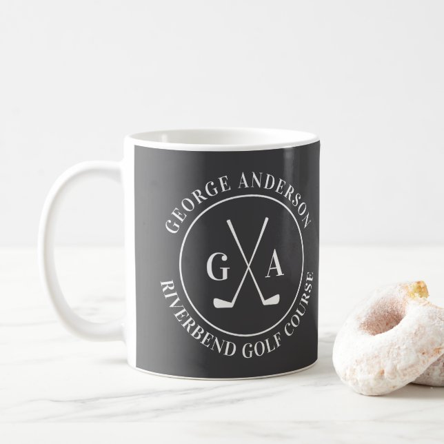Custom Golf Club Logo Personalized Monogram Coffee Mug (With Donut)