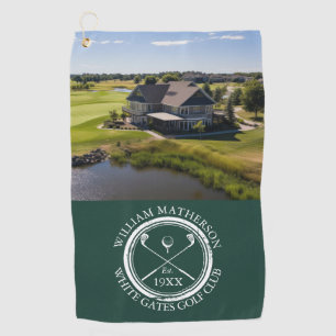 Custom Golf Club Name And Photo Emerald Green Golf Towel