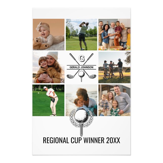 Custom Golf Collage with Monogram Design Photo Print (Front)