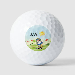 Custom Golf Course Golf Balls with Gnome Golfer
