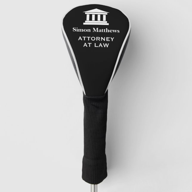 Custom golf driver head cover for attorney at law (Front)
