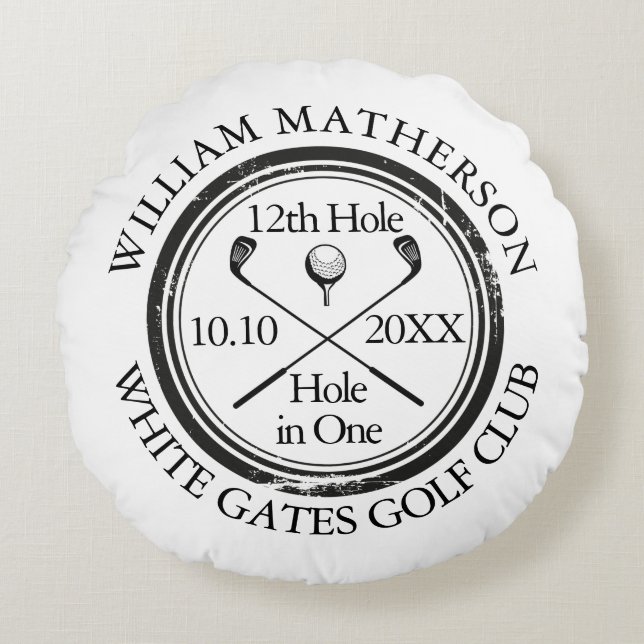 Custom Golf Hole in One Classic Photo Round Pillow (Front)