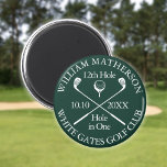 Custom Golf Hole In One Emerald Green Magnet<br><div class="desc">Personalize the name, location hole number and date to create a great keepsake to celebrate that fantastic hole in one. Designed by Thisisnotme©</div>