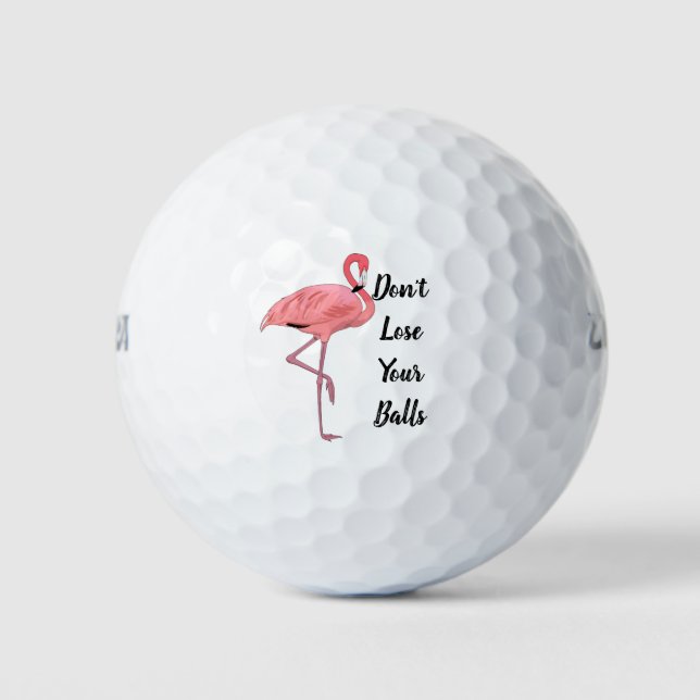 Custom Golf Humour Pink Flamingo Balls (Front)
