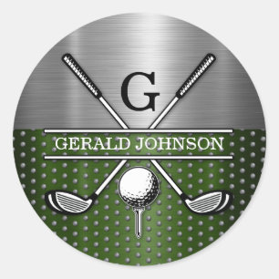 Custom Golf Monogram Design Classic Round Sticker
