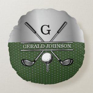 Custom Golf Monogram Design Round Pillow