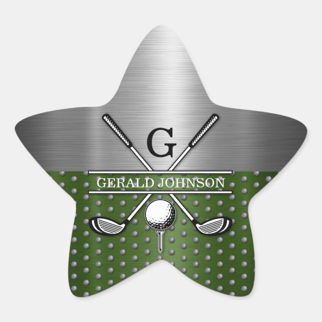 Custom Golf Monogram Design Star Sticker (Front)