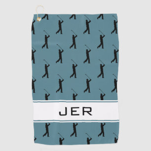 Custom Golf Monogrammed Golfer Pattern Turquoise Towel